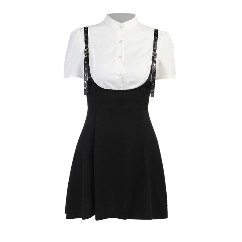 Gothic High Waist Suspender Skirt