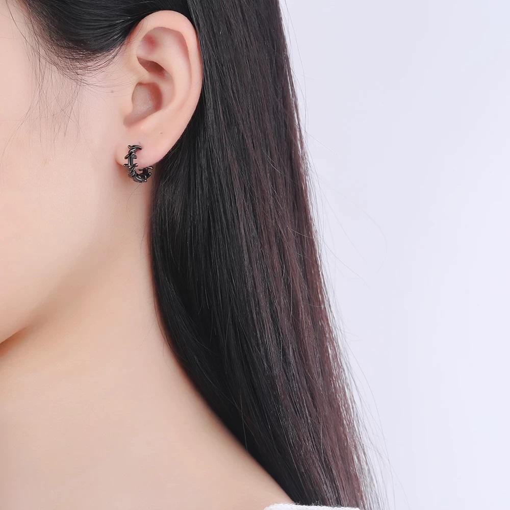 Barb Wire Silver Earrings