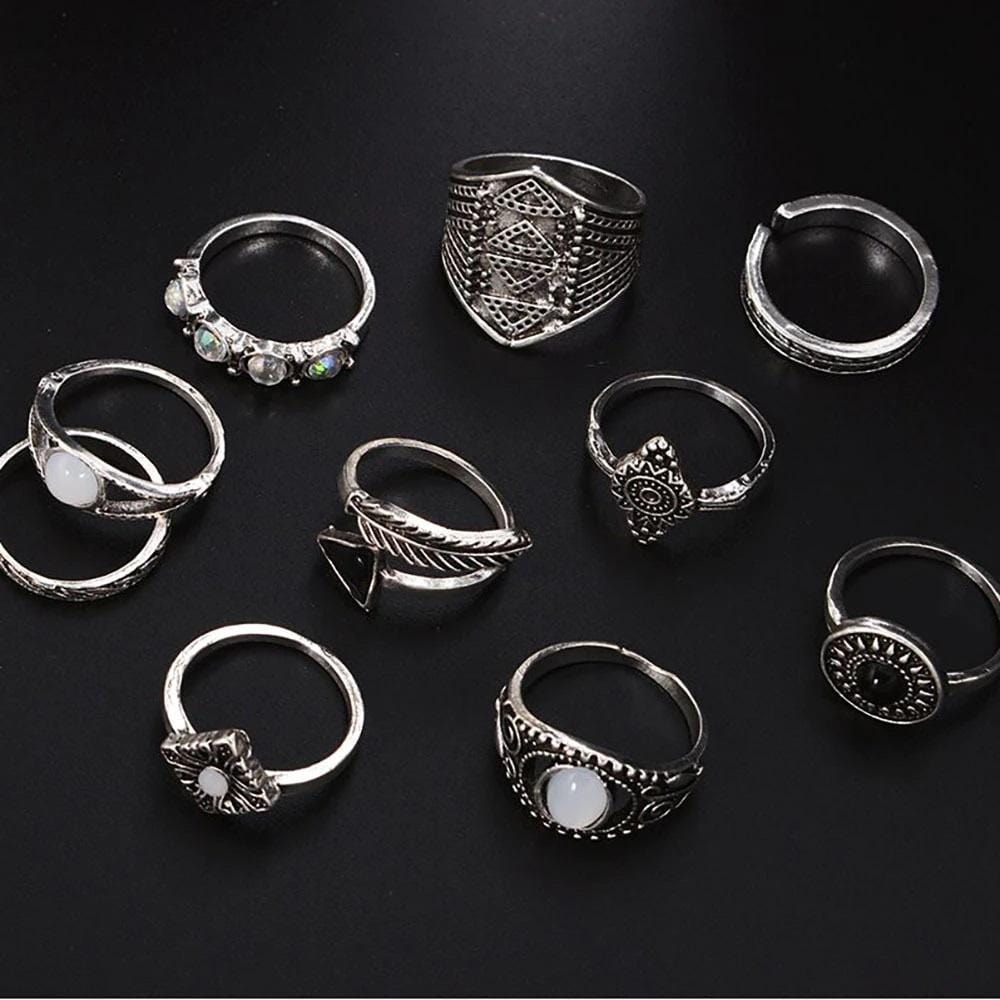 Opal Evil Eye Ring Set