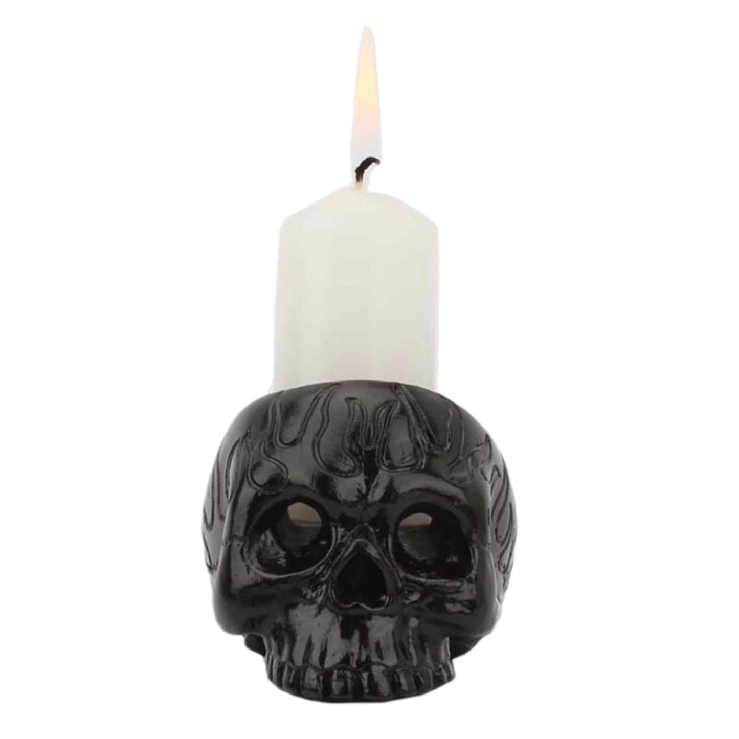 Black Skull Candle Holder