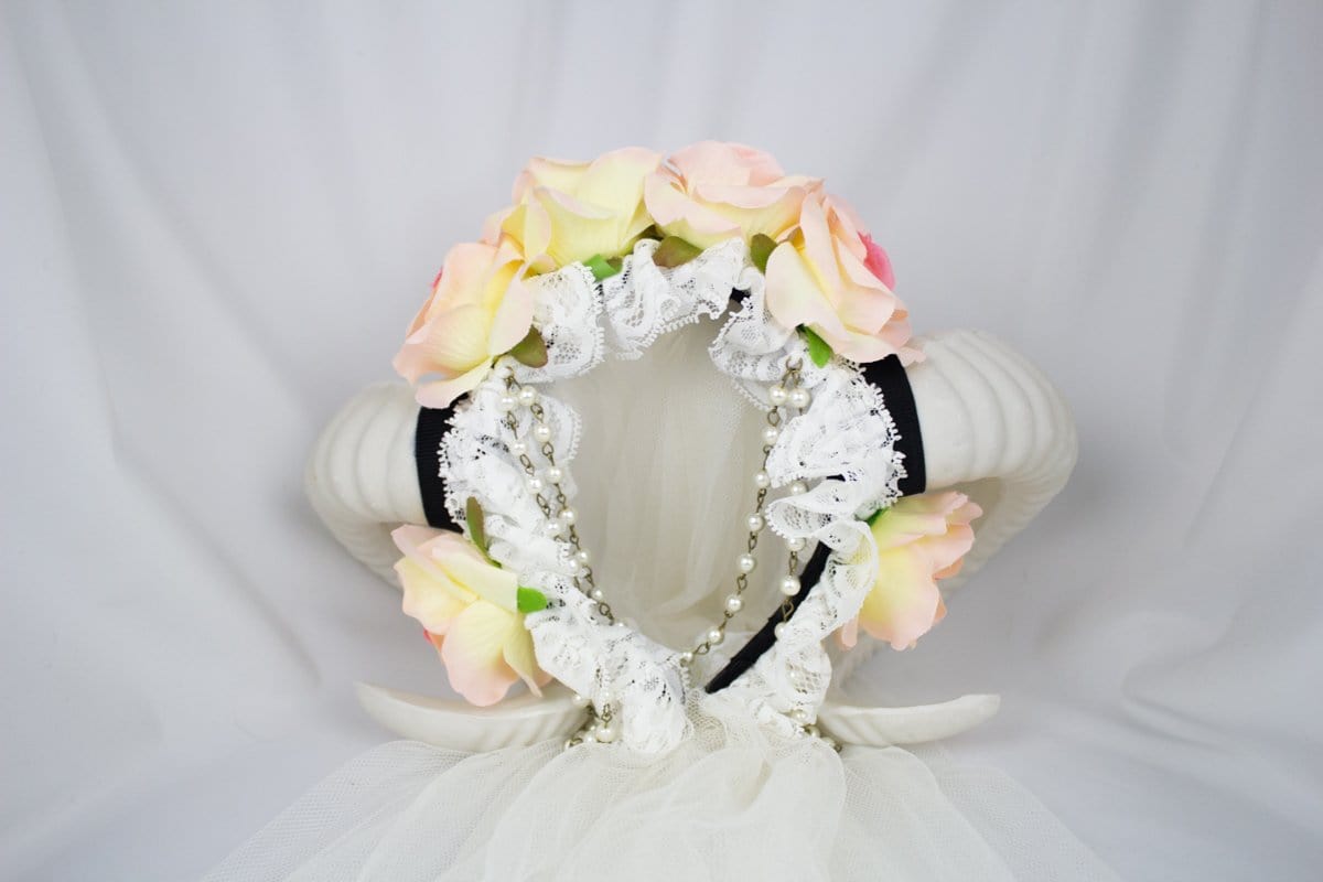 Gothic Horn Headdress and optional veil (white)