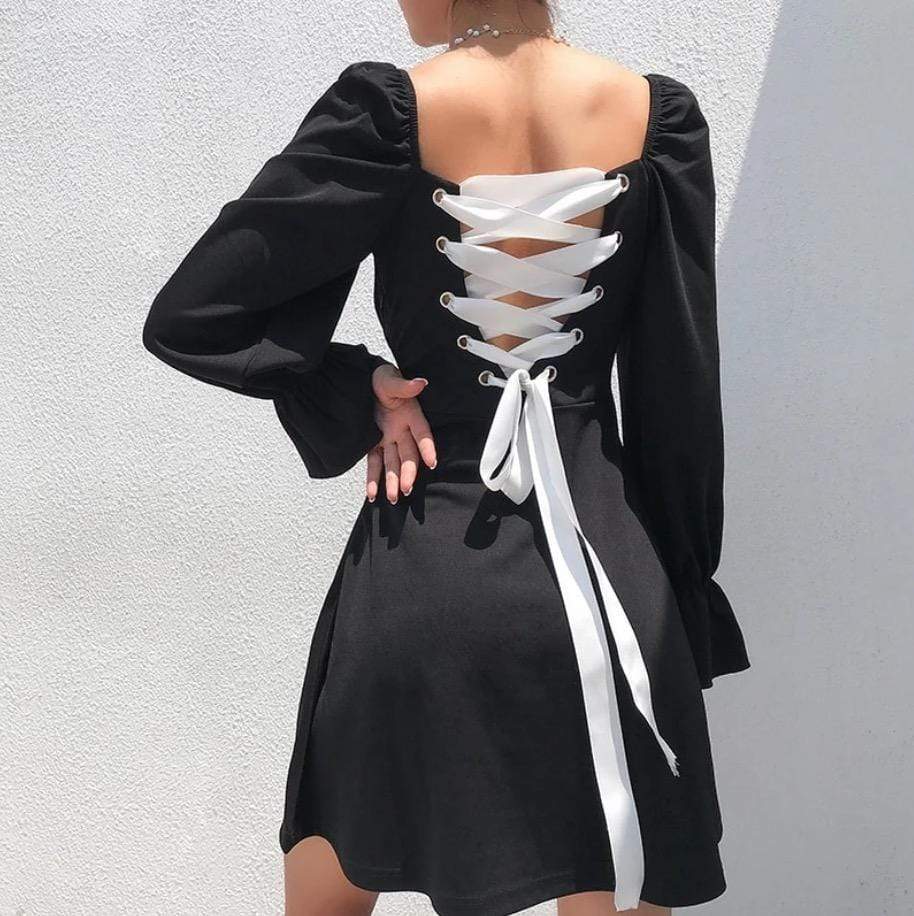 Perfect Mistake Lace Up Dress