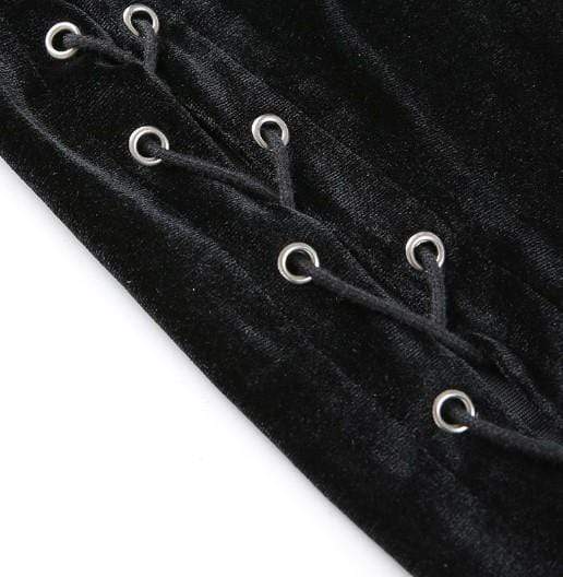 Gothic Buckle Lace Up Velvet Dress