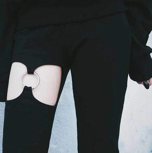 Gothic Hollow Out High Waist Pants