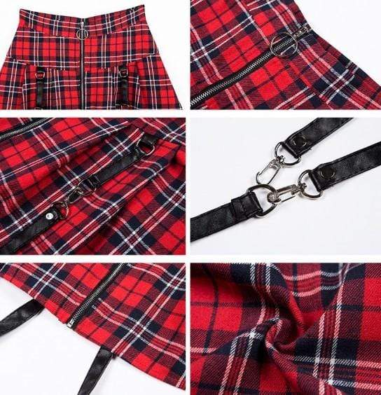 Gothic High Waist Belt Buckle Skirt