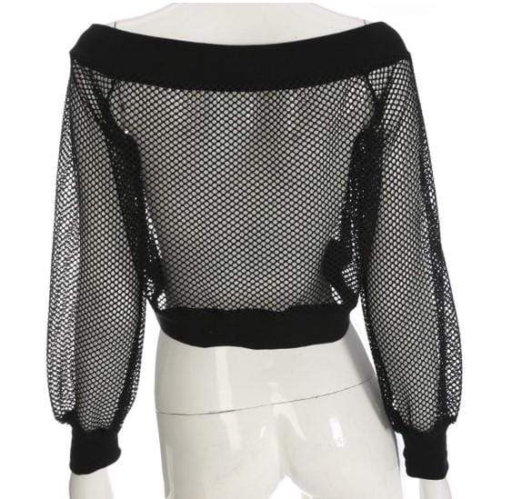 Gothic Mesh Off Shoulder Crop Top
