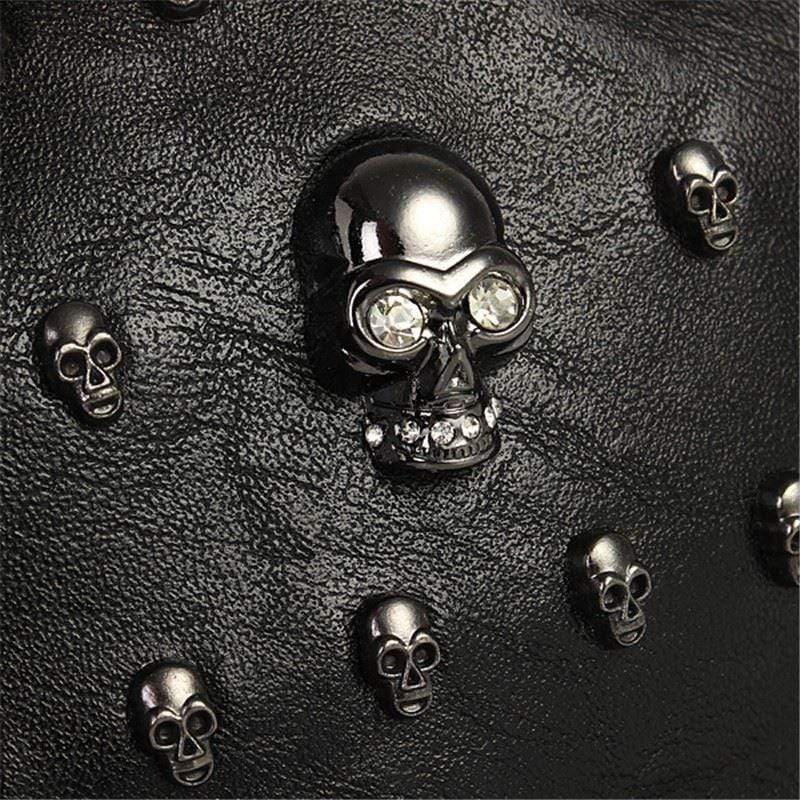 Skull face studded purse