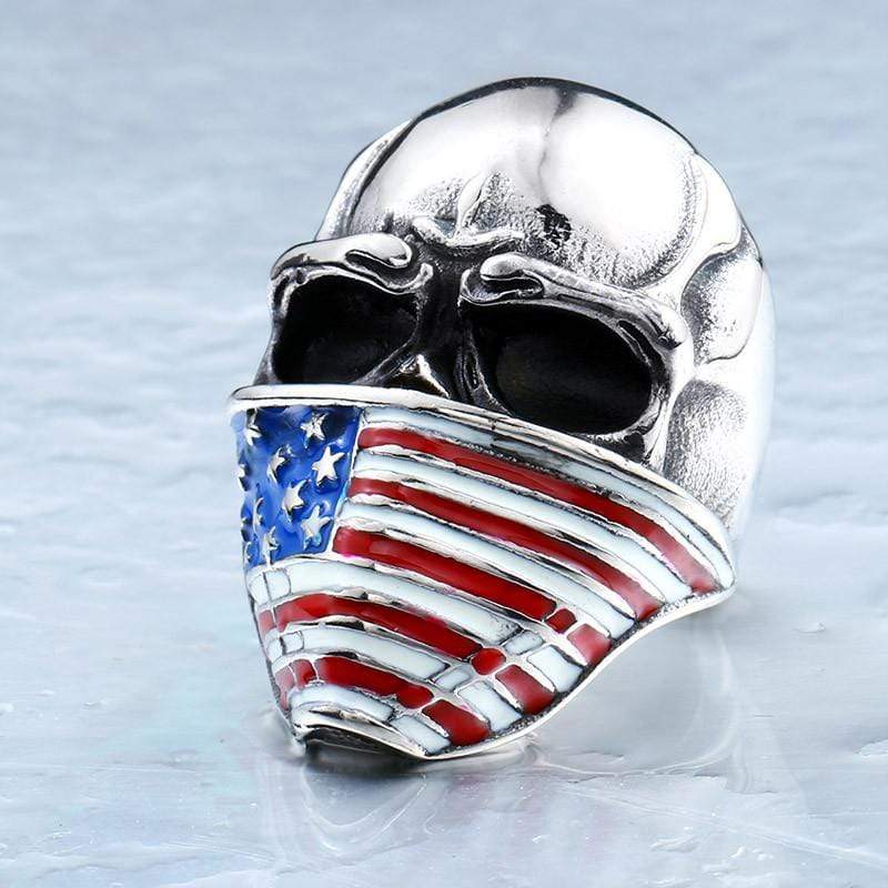 Flag Bandana Skull Ring