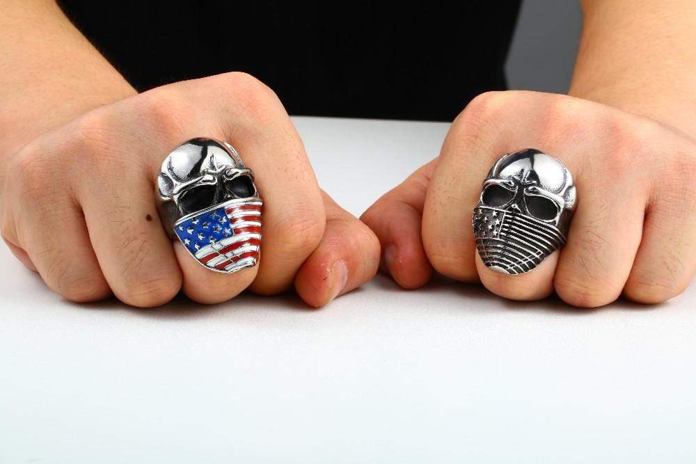Flag Bandana Skull Ring