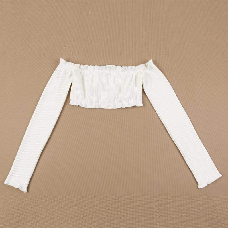 Laced Ruffled Shirt Crop Top