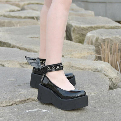 Black Wing Lolita Platform Shoes