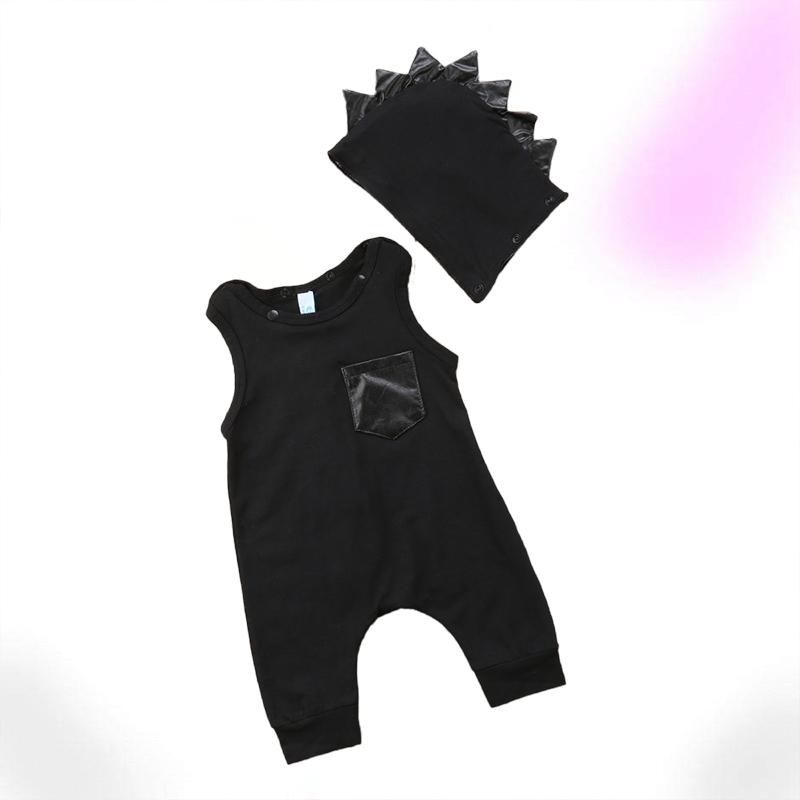 Black Dino Baby Romper