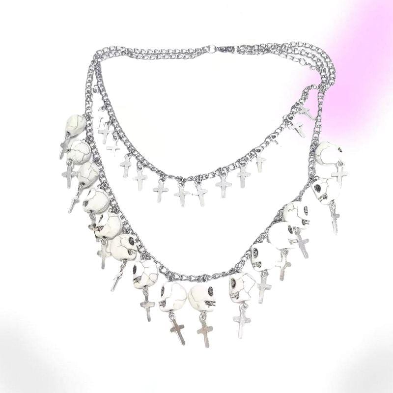 Double Chain Skull Necklace