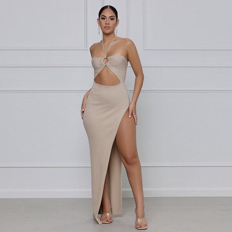 Night Queen Halter Maxi Dress