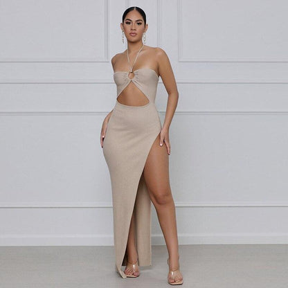Night Queen Halter Maxi Dress