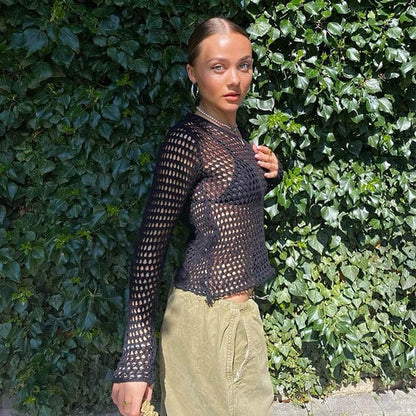 Show Me Black Fishnet Top
