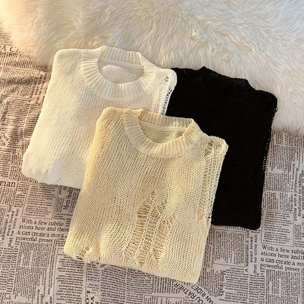 Good Karma Distressed Knit Sweater
