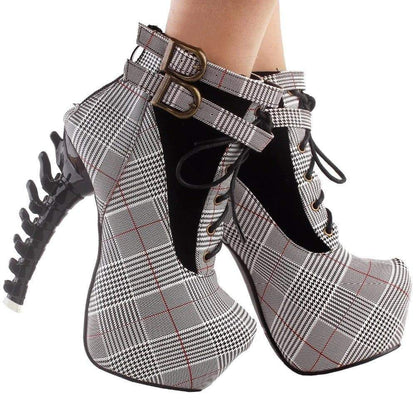 Gothic Punk Bone Heel Boots