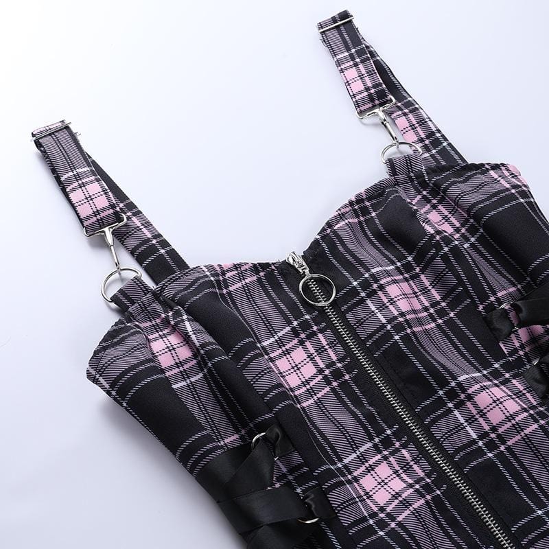 Midnight Frolic Grunge Plaid Dress