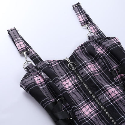 Midnight Frolic Grunge Plaid Dress