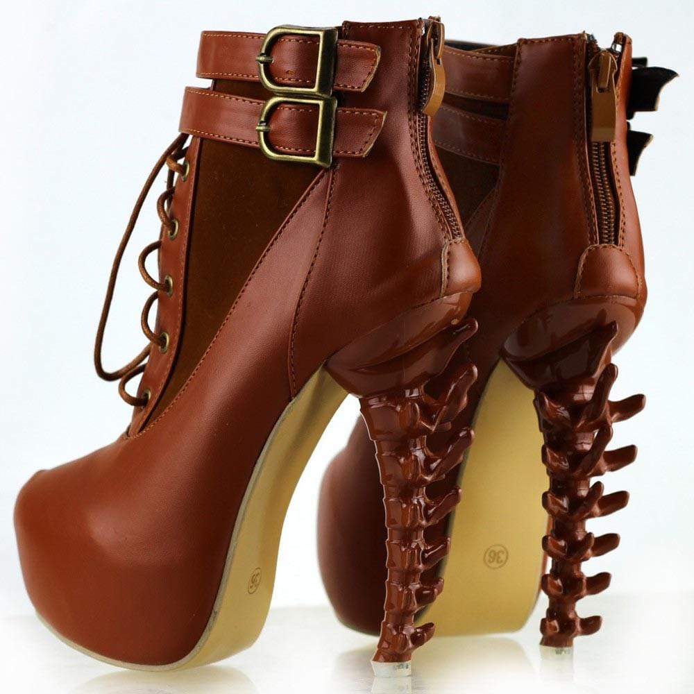Gothic Punk Bone Heel Boots