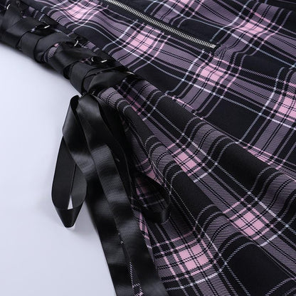 Midnight Frolic Grunge Plaid Dress