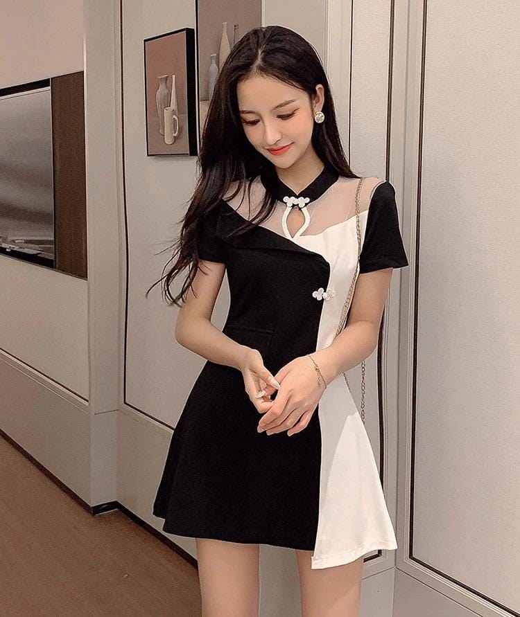 Mandarin Style Two Piece Dress Set