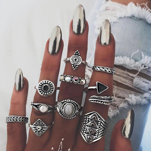 Opal Evil Eye Ring Set