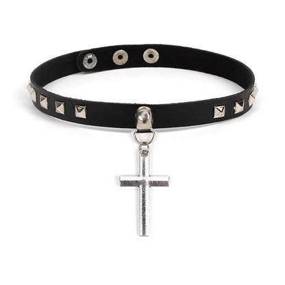 Cross Leather Choker