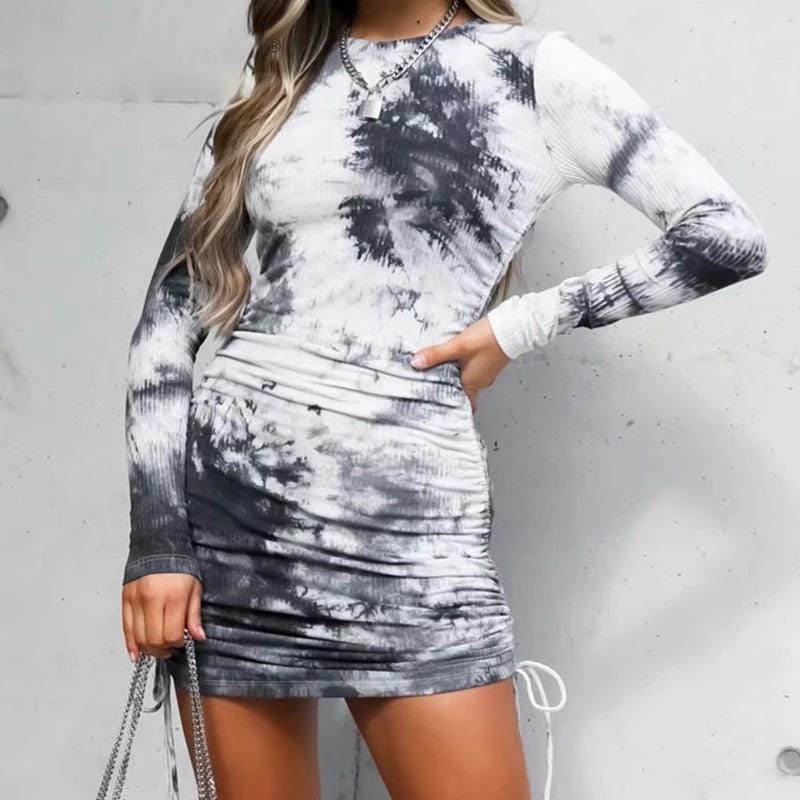 Dyed Double Drawstring Mini Dress