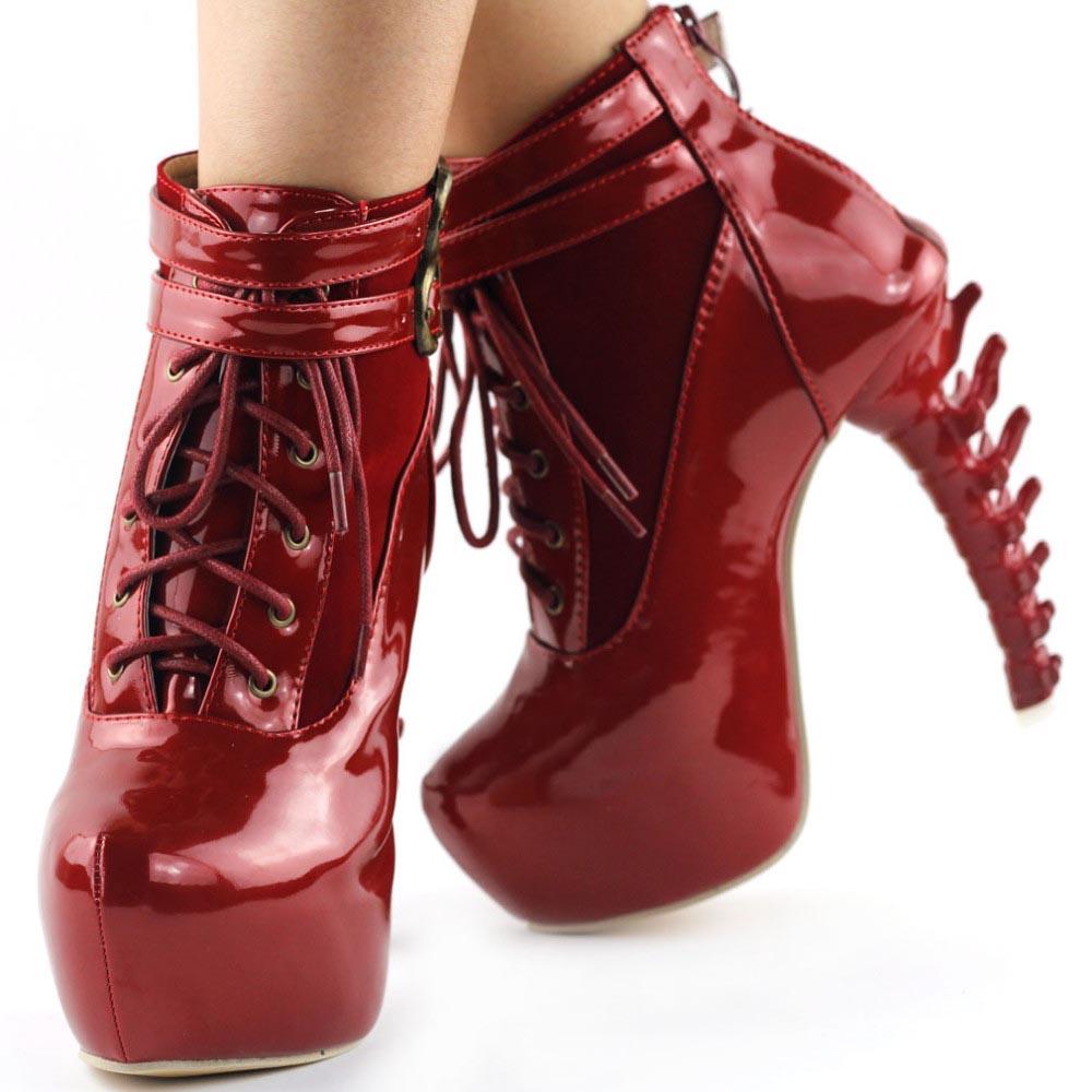 Gothic Punk Bone Heel Boots