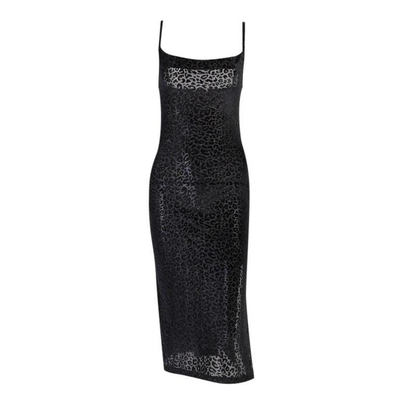 Black Leopard Midi Dress