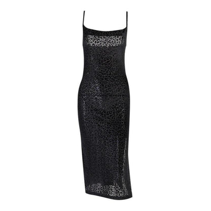 Black Leopard Midi Dress