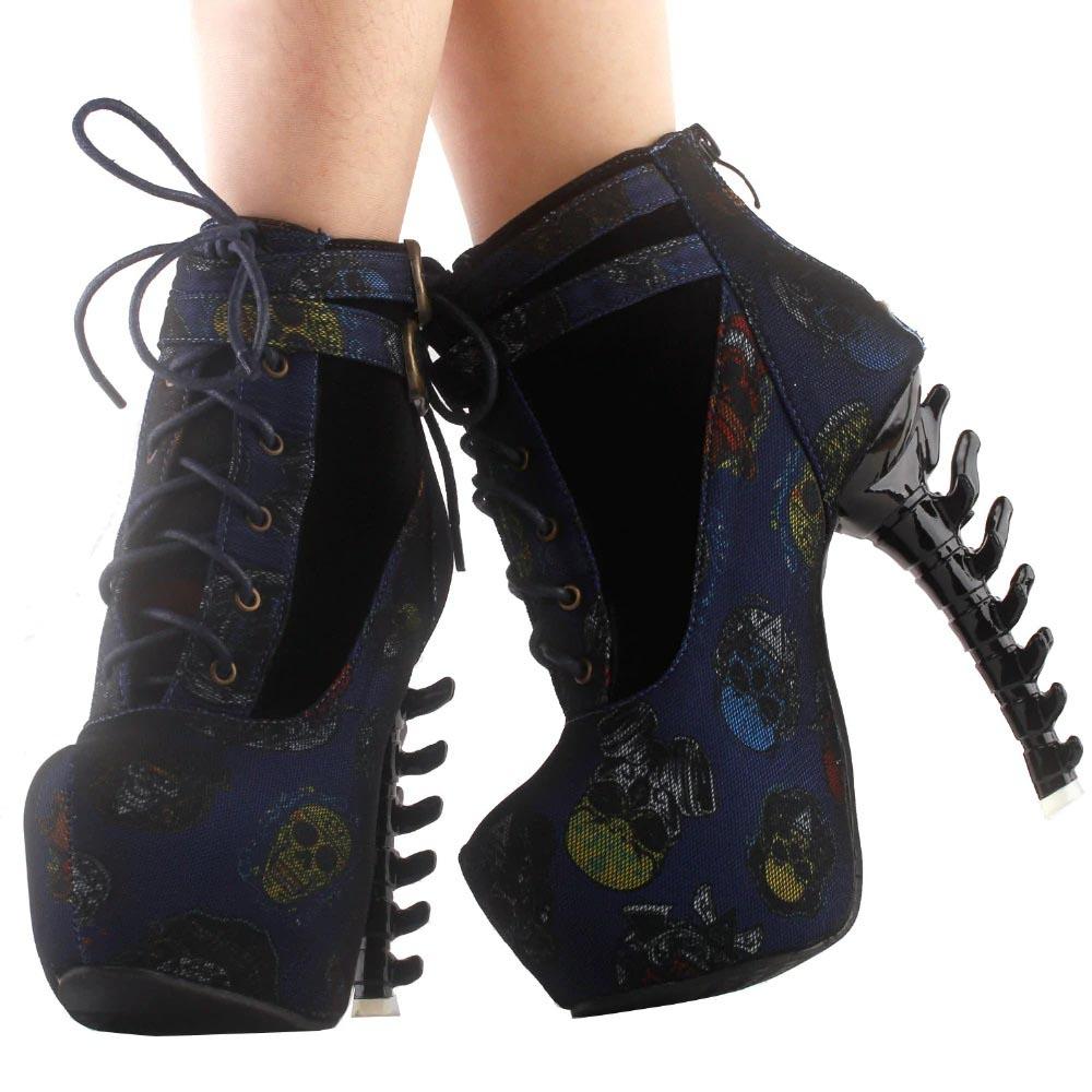 Gothic Punk Bone Heel Boots