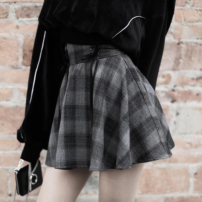 Bittersweet Gray Plaid Skirt