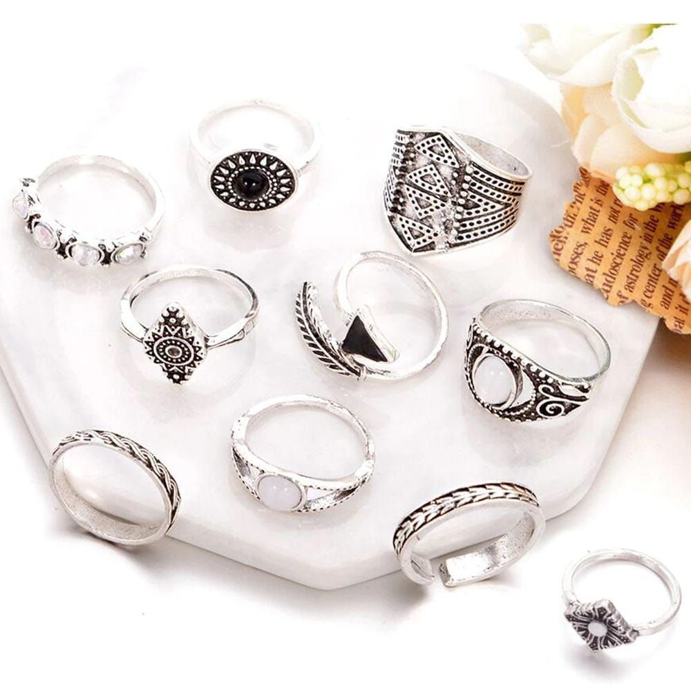 Opal Evil Eye Ring Set
