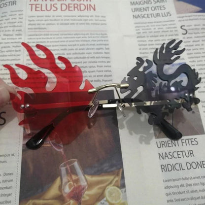 Fire Dragon Rimless Sunglasses