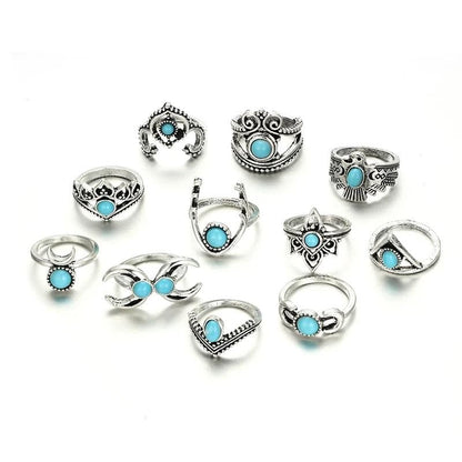 Aqua Silver Knuckle Ring