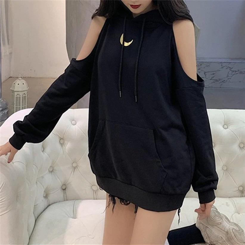 Moon Mystery Cold Shoulder Hoodie