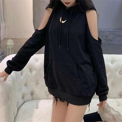 Moon Mystery Cold Shoulder Hoodie