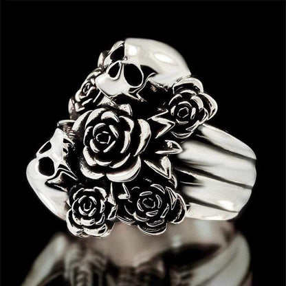 Flowered Skull Ring