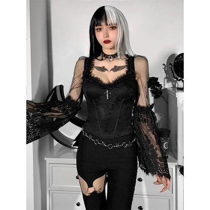 Dark Fairy Lace Crop Top