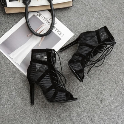 Gal Gothic Black Mesh Heels