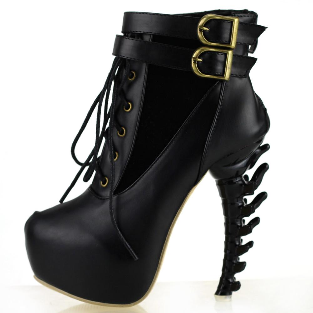 Gothic Punk Bone Heel Boots