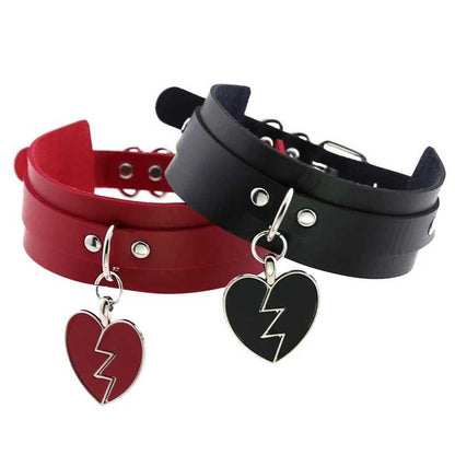 Broken Heart Leather Choker