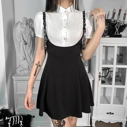 Gothic High Waist Suspender Skirt