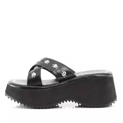 Grim Gothic Black Sandals