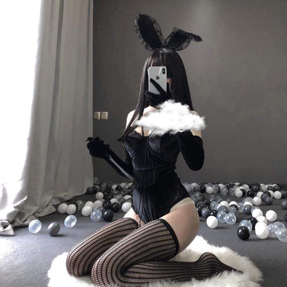 Elegant Stygian Bunny Cosplay Lingerie