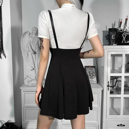 Gothic High Waist Suspender Skirt
