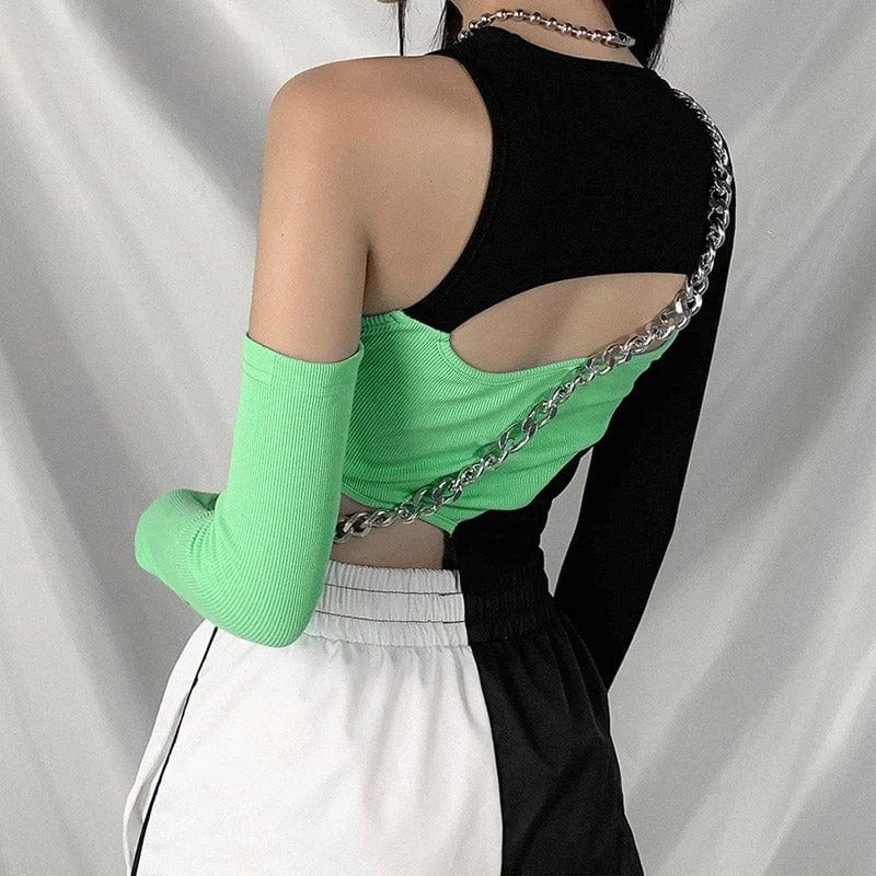 Minty Colorblock Crop Top